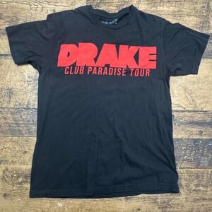 Drake Club Paradise Tour T Shirt Black Red Cotton Mens Medium